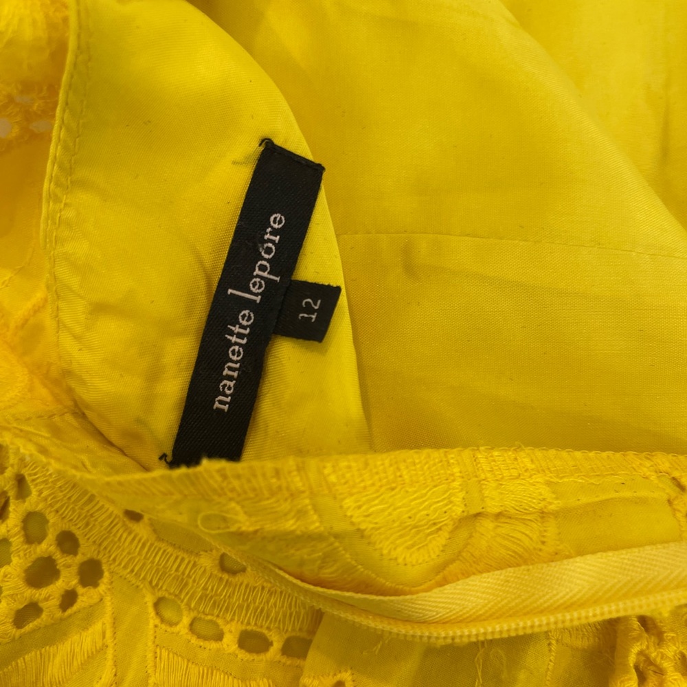 nanette lepore yellow Lace Dress Size 12. - Picture 6 of 7